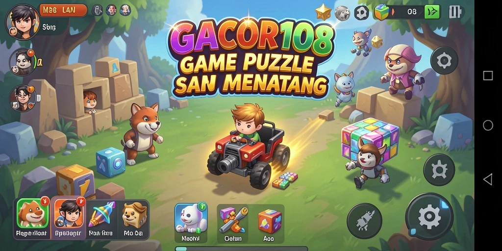 Tampilan gameplay <strong>GACOR108</strong> yang penuh warna dan menantang.