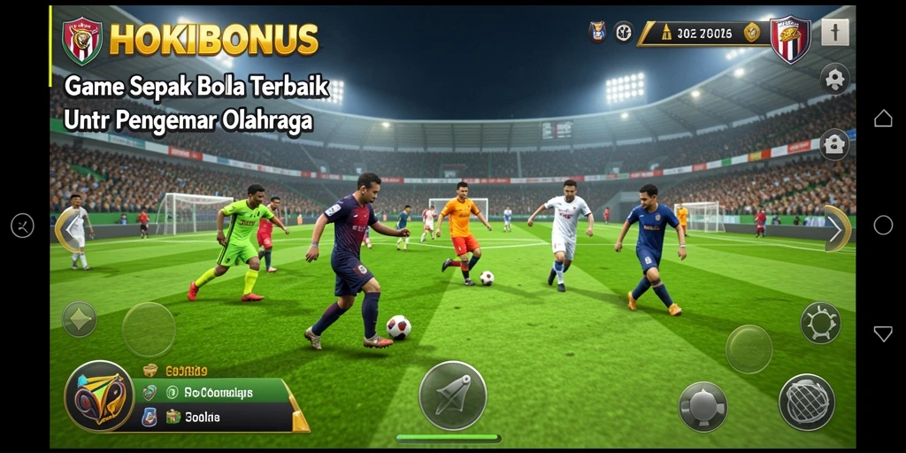 Screenshot dari gameplay HOKIBONUS menampilkan aksi mendebarkan dalam sepak bola.