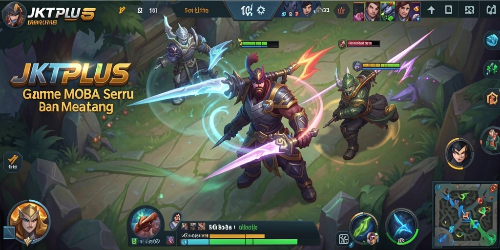 Tampilan gameplay JKTPLUS dalam pertempuran MOBA yang seru.
