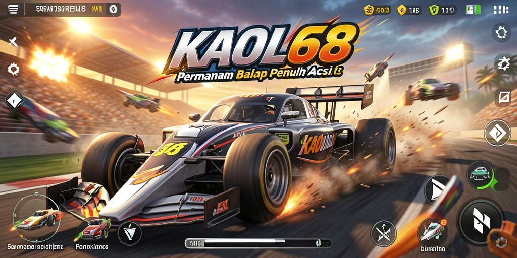 Tampilan seru gameplay balap di KAOL68 dengan mobil cepat.