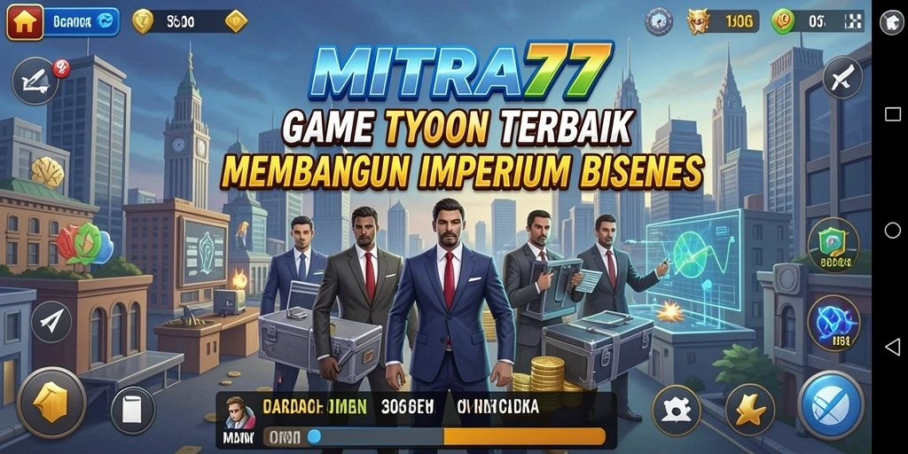 Tampilan gameplay menarik dari MITRA77 dengan berbagai fitur tycoon.