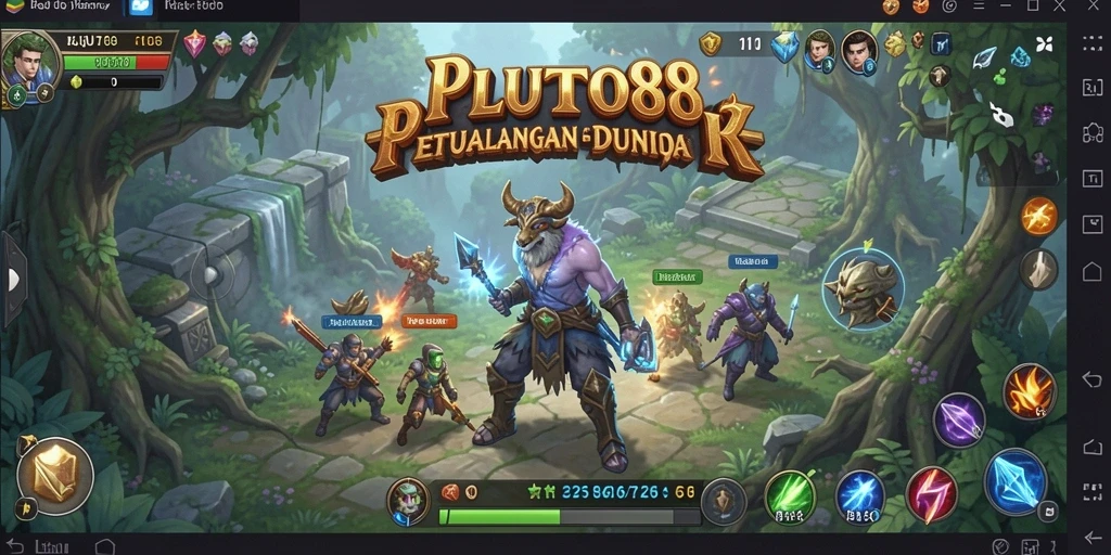 Screenshot gameplay menunjukkan pertarungan epik dalam dunia RPG.