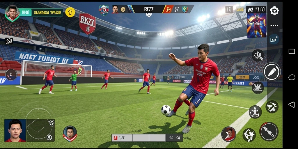 Screenshot gameplay RK77 menampilkan aksi seru dalam olahraga.